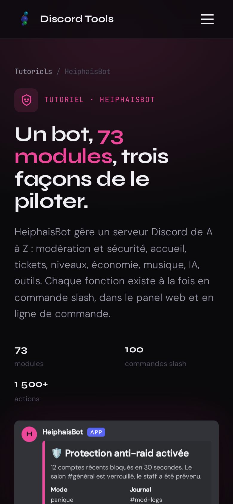 HeiphaisBot sur téléphone