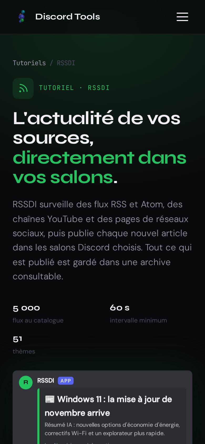 RSSDI sur téléphone
